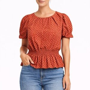 Lily White Orange Blouse Womens Size Medium NWT